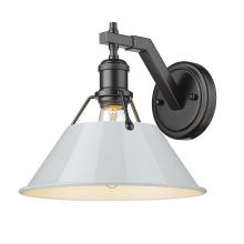  3306-1W BLK-DB - Orwell BLK 1 Light Wall Sconce in Matte Black with Dusky Blue shade